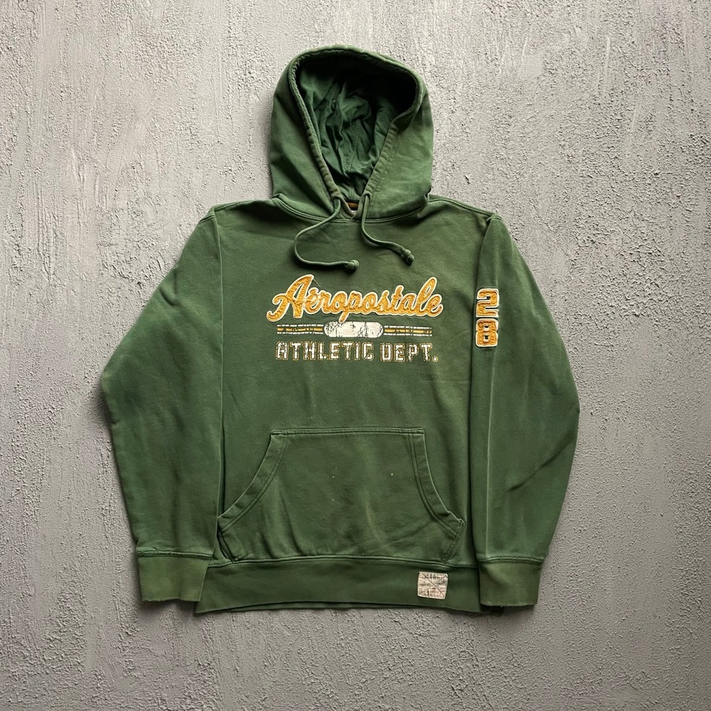 Vintage Aeropostale Athletic Dept Hoodie Men Medium Green 2000s